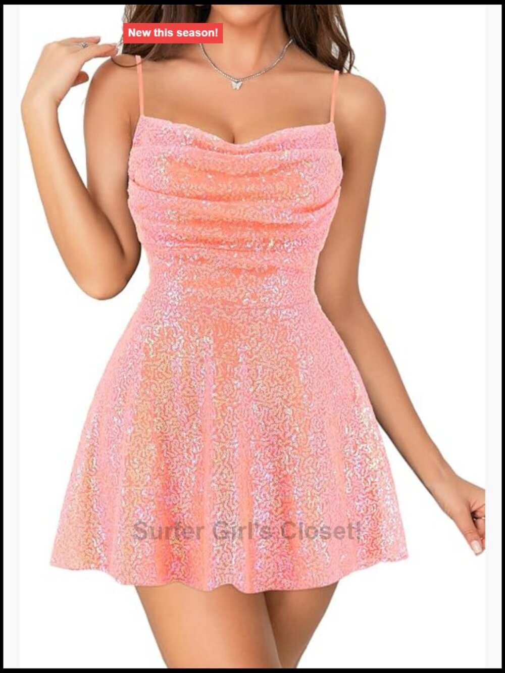 Women's Sequin Bodycon Mini Dress Backless Sleeveless High Waist